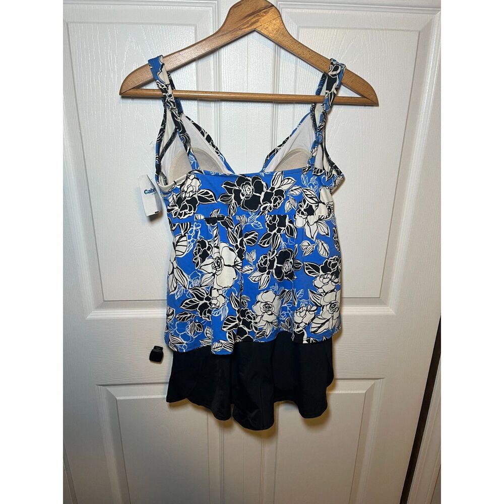 Trimshaper Women’s Swim Dress Size 10 Blue Floral Tummy Control One Piece - Picture 3 of 4